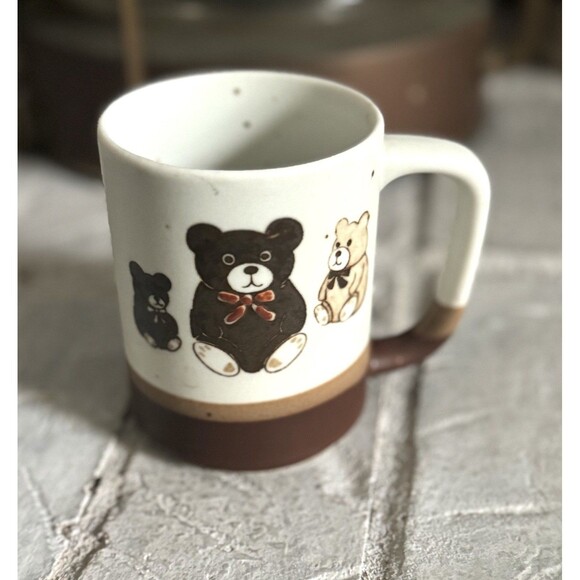 Otagiri Other - Otigari Vintage Teddy Bears Mug Brown Speckled Glazed Brown 5 Bear Design